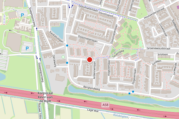 Brandweer-melding op Ardennenlaan, Tilburg op 27 juni, kaart-overzicht