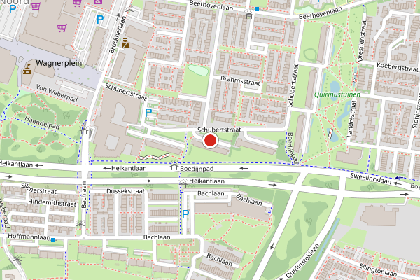 Brandweer-melding op Schubertstraat, Tilburg op 28 juni, kaart-overzicht