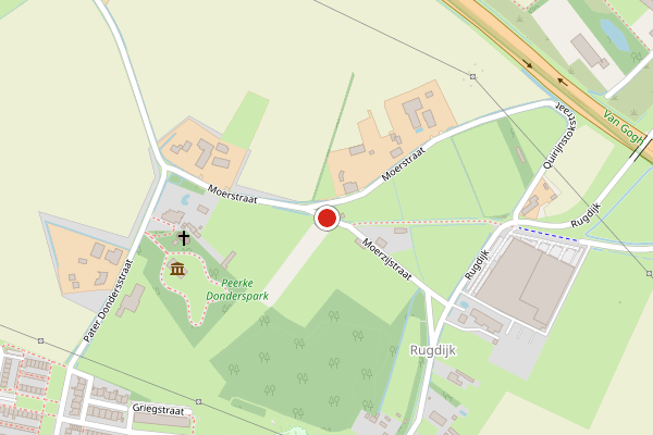 Brandweer-melding op Moerzijstraat, Tilburg op 29 juni, kaart-overzicht