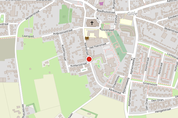 Brandweer-melding op Kerkstraat, Gilze op 4 juli, kaart-overzicht
