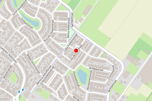 Brandweer-melding op Jan de Rooijstraat, Dongen op 7 juli, kaart-overzicht