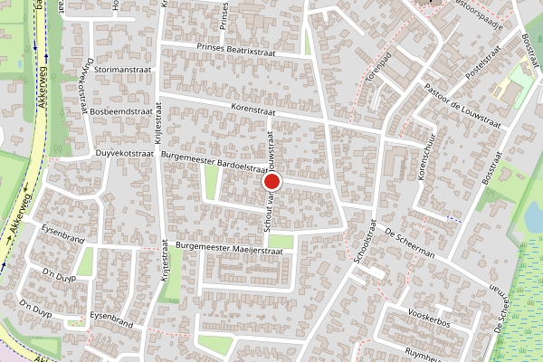 Brandweer-melding op Schout van de Wouwstraat, Moergestel op 8 juli, kaart-overzicht