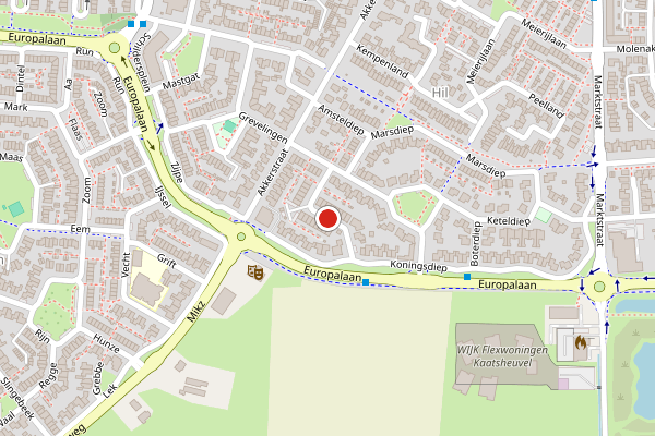 Brandweer-melding op Hollands Diep, Kaatsheuvel op 9 juli, kaart-overzicht