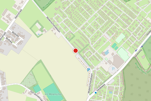 Brandweer-melding op Molenschotsebaan, Molenschot op 17 juli, kaart-overzicht