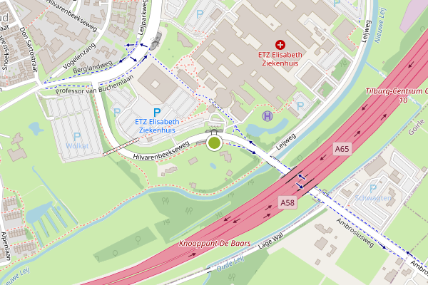 Ambulance-melding op Hilvarenbeekseweg, Tilburg op 18 juli, kaart-overzicht