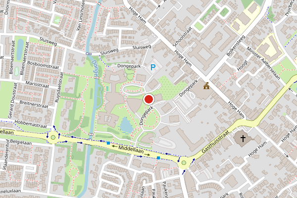 Brandweer-melding op Dongepark, Dongen op 24 juli, kaart-overzicht