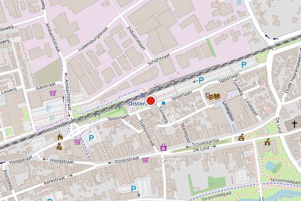 Brandweer-melding op Stationsplein, Oisterwijk op 25 juli, kaart-overzicht