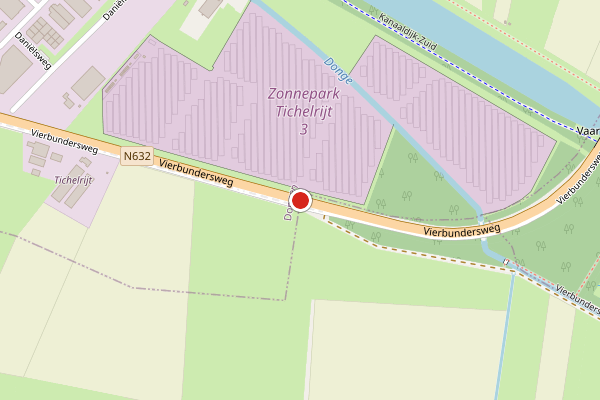 Brandweer-melding op Vierbundersweg, Dongen op 25 juli, kaart-overzicht