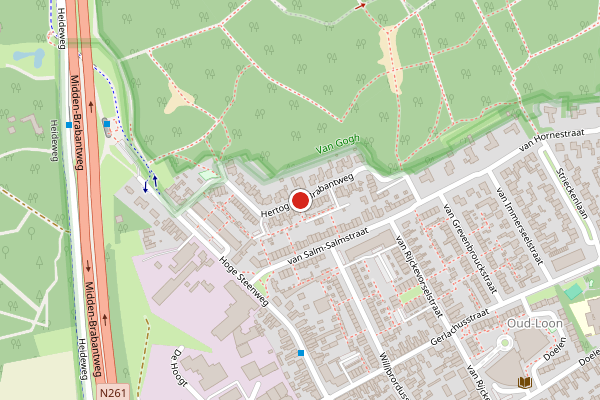 Brandweer-melding op Hertog van Brabantweg, Loon op Zand op 25 juli, kaart-overzicht