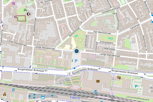 Politie-melding op Lange Nieuwstraat, Tilburg op 27 juli, kaart-overzicht