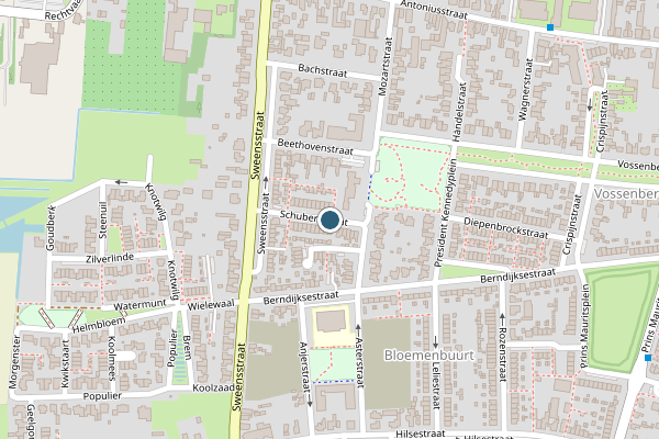 Politie-melding op Schubertstraat, Kaatsheuvel op 27 juli, kaart-overzicht