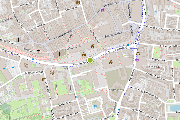 Ambulance-melding op Stadhuisplein, Tilburg op 28 juli, kaart-overzicht
