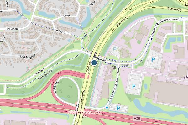 Politie-melding op Blaakweg, Tilburg op 28 juli, kaart-overzicht