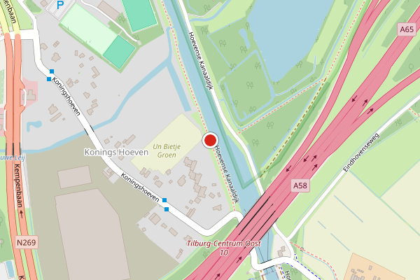 Brandweer-melding op Hoevensekanaaldijk, Tilburg op 28 juli, kaart-overzicht