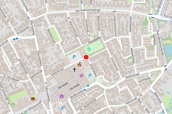 Brandweer-melding op Oranjeplein, Goirle op 29 juli, kaart-overzicht