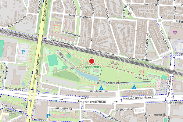 Brandweer-melding op Spoorpark, Tilburg op 2 augustus, kaart-overzicht