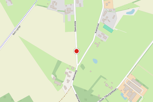 Brandweer-melding op Akkerweg, Riel op 6 augustus, kaart-overzicht