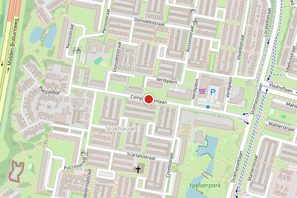 Brandweer-melding op Componistenlaan, Tilburg op 3 juni, kaart-overzicht