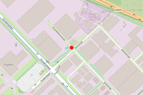 Brandweer-melding op Prometheusstraat, Tilburg op 4 juni, kaart-overzicht