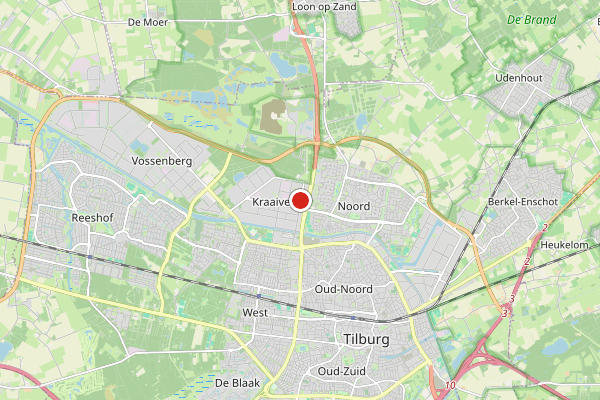 Brandweer-melding op onderz., Berkel-Enschot op 7 juni, kaart-overzicht