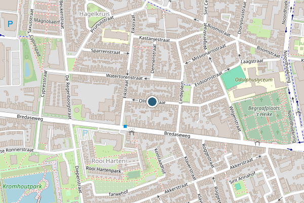 Politie-melding op Olmenstraat, Tilburg op 9 juni, kaart-overzicht