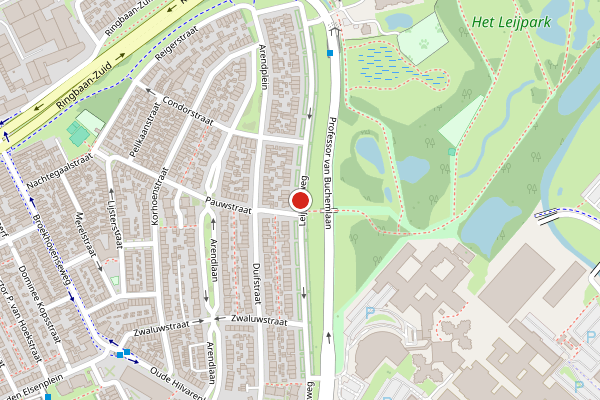 Brandweer-melding op Leijparkweg, Tilburg op 14 juni, kaart-overzicht