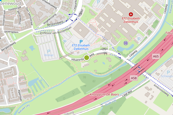 Ambulance-melding op Hilvarenbeekseweg, Tilburg op 17 juni, kaart-overzicht