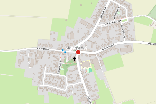 Brandweer-melding op Broekstraat, Molenschot op 19 juni, kaart-overzicht