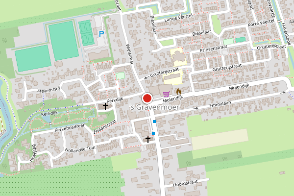 Brandweer-melding op Wielstraat, 's Gravenmoer op 21 juni, kaart-overzicht