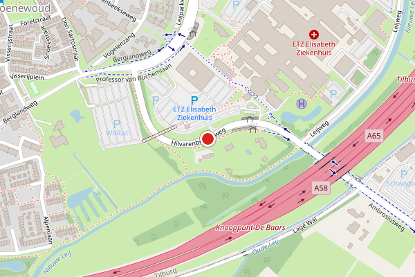Brandweer-melding op Hilvarenbeekseweg, Tilburg op 22 juni, kaart-overzicht