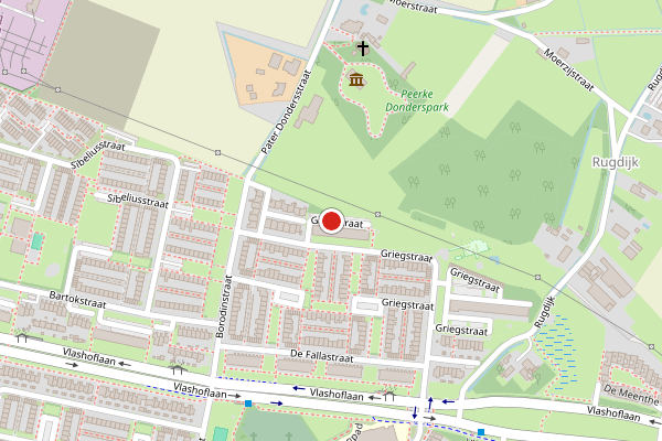 Brandweer-melding op Griegstraat, Tilburg op 23 juni, kaart-overzicht