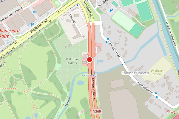 Brandweer-melding op Kempenbaan, Tilburg op 24 juni, kaart-overzicht