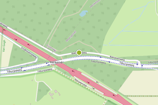 Ambulance-melding op Baksevenweg, Moergestel op 24 juni, kaart-overzicht