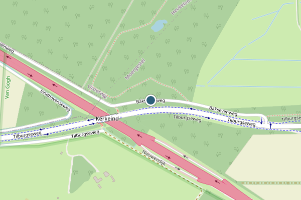 Politie-melding op Baksevenweg, Moergestel op 24 juni, kaart-overzicht