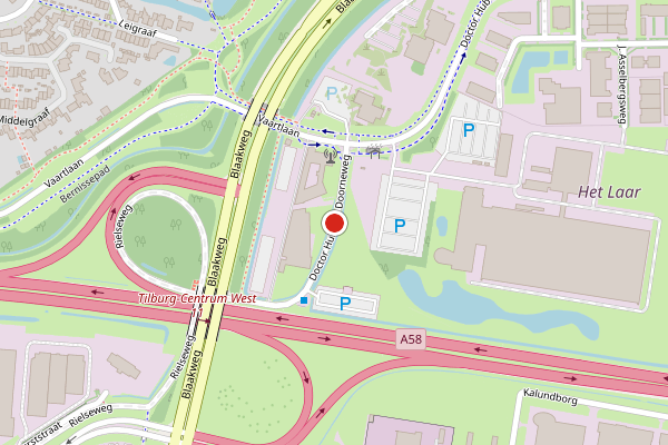 Brandweer-melding op Dr. Hub van Doorneweg, Tilburg op 24 juni, kaart-overzicht