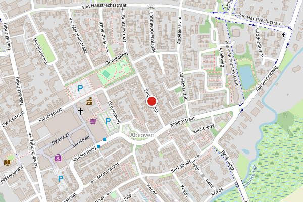 Brandweer-melding op Emmastraat, Goirle op 25 juni, kaart-overzicht