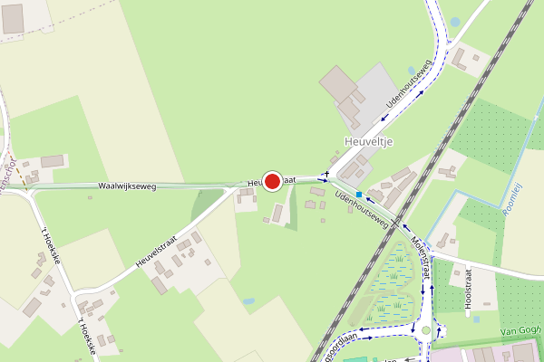 Brandweer-melding op Heuvelstraat, Tilburg op 27 juni, kaart-overzicht