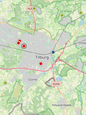 Kaart laatste meldingen P2000 Tilburg